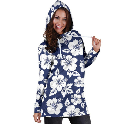 Hibiscus Pattern Print Design HB012 Women Hoodie Dress