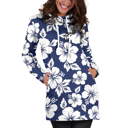 Hibiscus Pattern Print Design HB012 Women Hoodie Dress