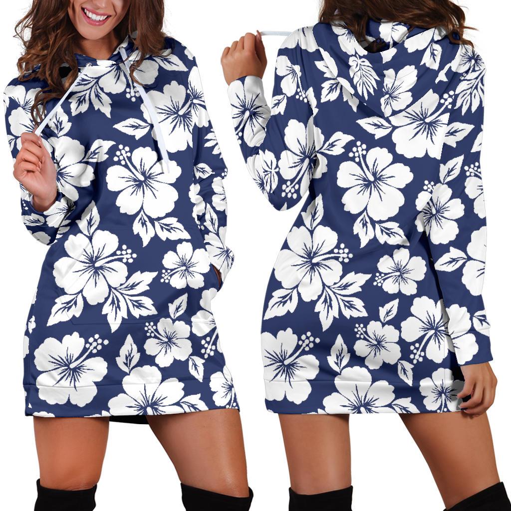 Hibiscus Pattern Print Design HB012 Women Hoodie Dress