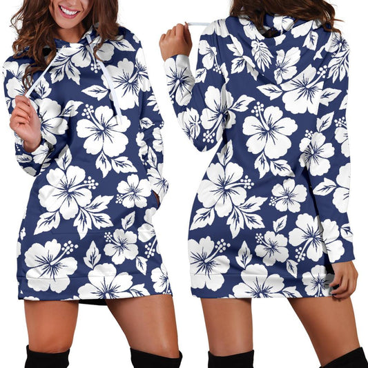 Hibiscus Pattern Print Design HB012 Women Hoodie Dress