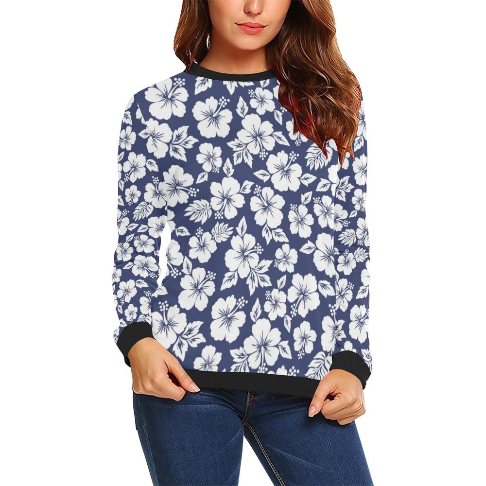 Hibiscus Pattern Print Design HB012 Women Long Sleeve Sweatshirt-JorJune