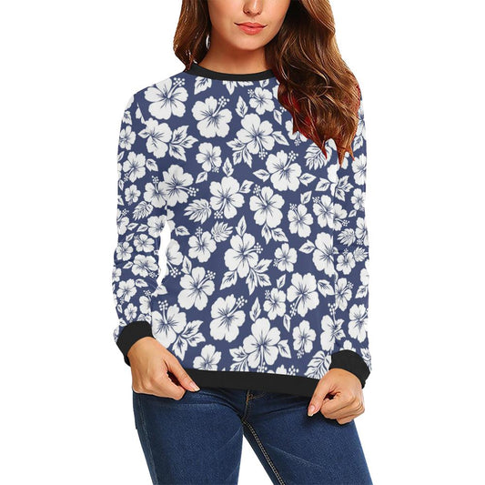 Hibiscus Pattern Print Design HB012 Women Long Sleeve Sweatshirt-JorJune