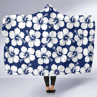 Hibiscus Pattern Print Design HB013 Hooded Blanket-JORJUNE.COM