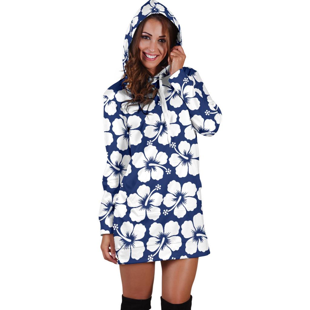 Hibiscus Pattern Print Design HB013 Women Hoodie Dress
