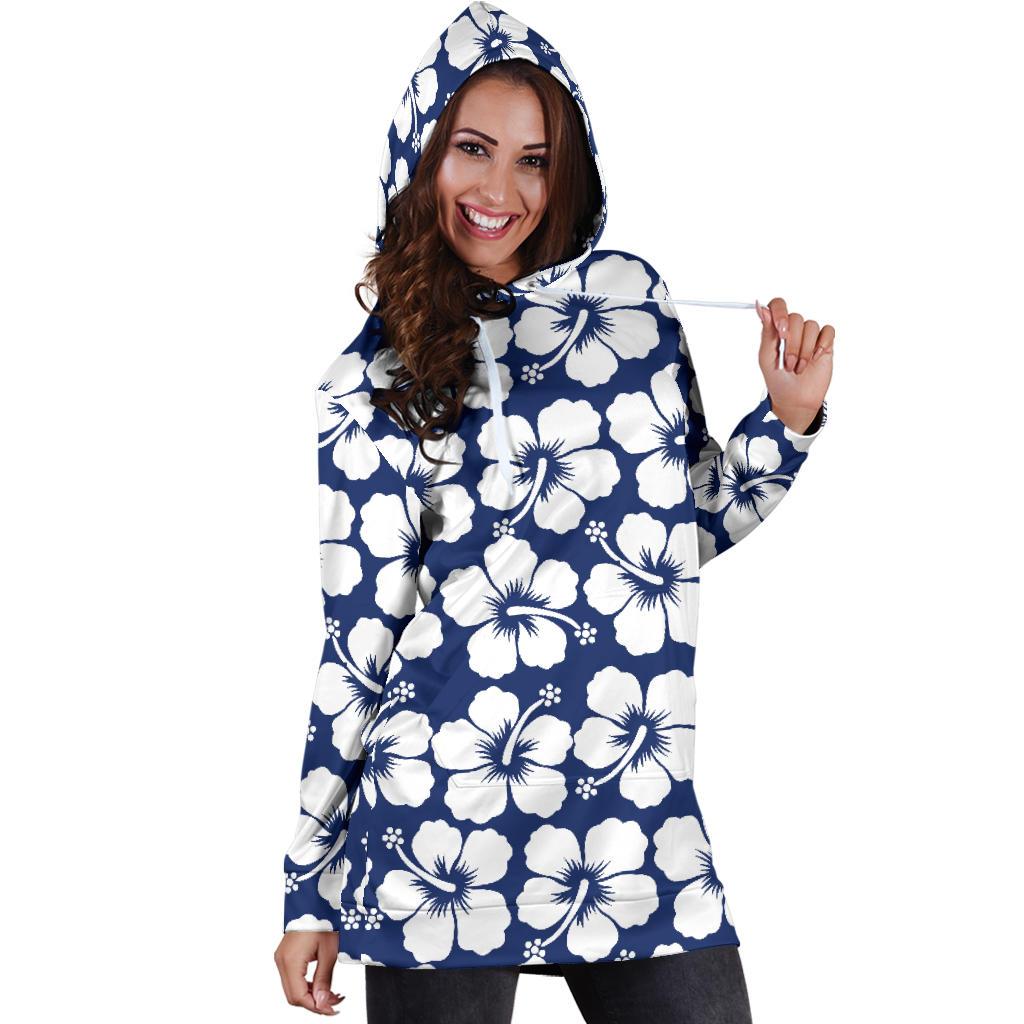 Hibiscus Pattern Print Design HB013 Women Hoodie Dress