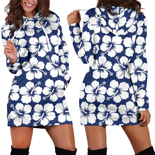Hibiscus Pattern Print Design HB013 Women Hoodie Dress