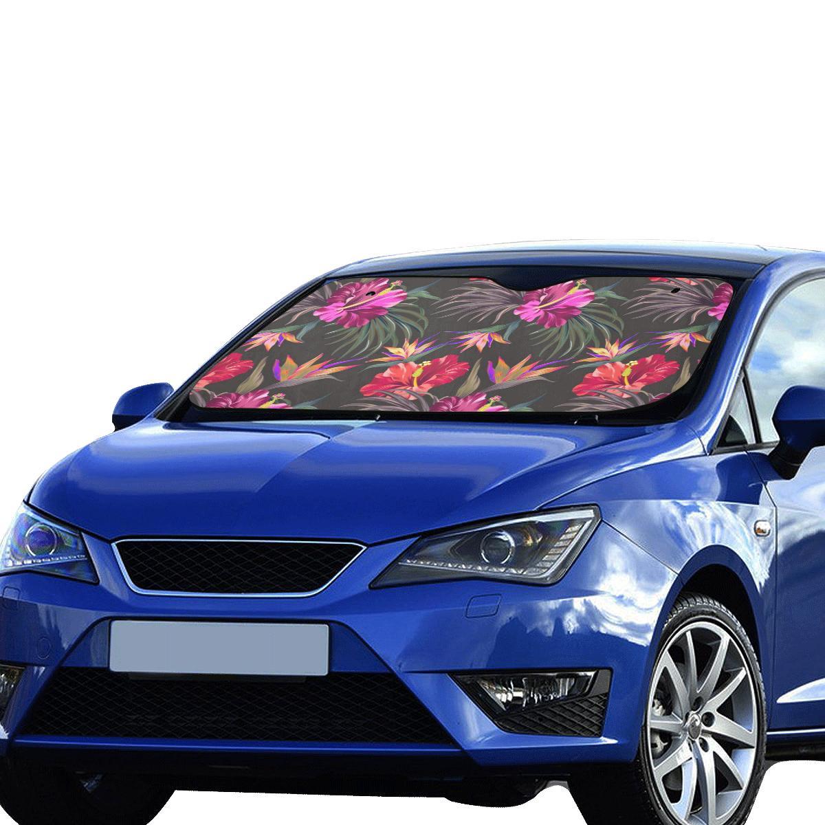 Hibiscus Pattern Print Design HB014 Car Sun Shade-JorJune