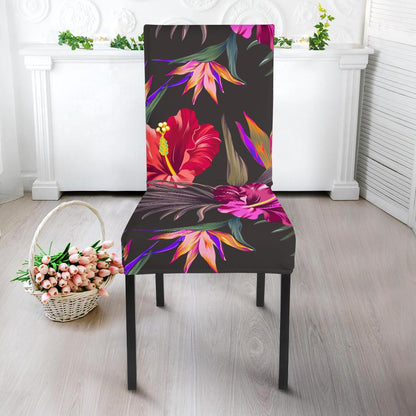 Hibiscus Pattern Print Design HB014 Dining Chair Slipcover-JORJUNE.COM