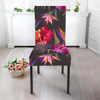 Hibiscus Pattern Print Design HB014 Dining Chair Slipcover-JORJUNE.COM