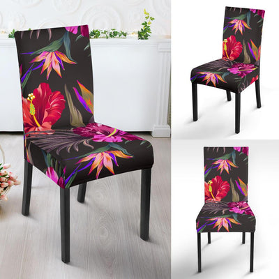 Hibiscus Pattern Print Design HB014 Dining Chair Slipcover-JORJUNE.COM