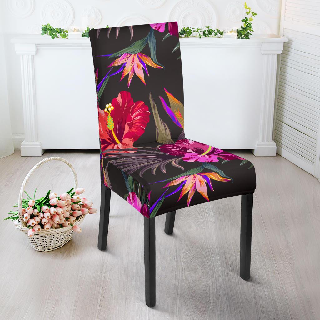 Hibiscus Pattern Print Design HB014 Dining Chair Slipcover-JORJUNE.COM