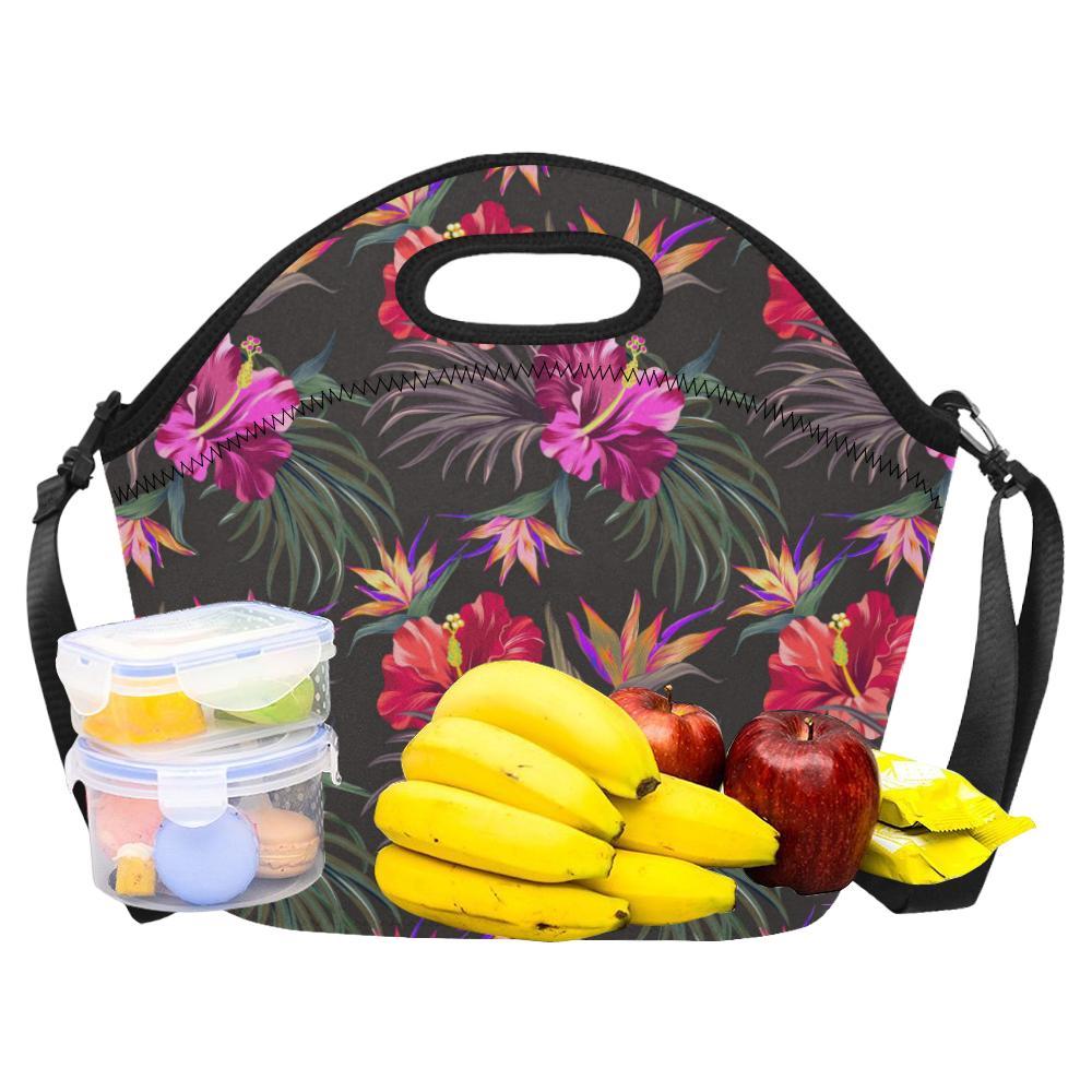 Hibiscus Pattern Print Design HB014 Neoprene Lunch Bag-JorJune