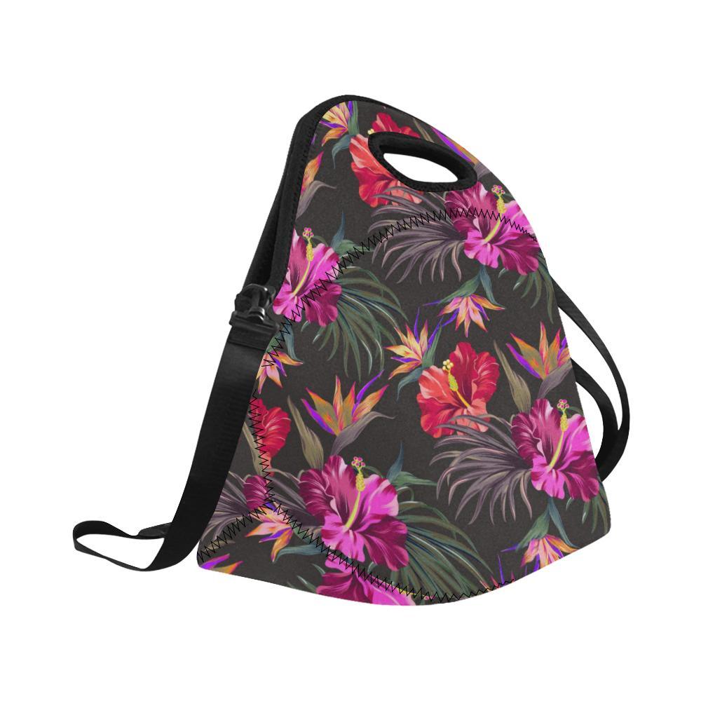 Hibiscus Pattern Print Design HB014 Neoprene Lunch Bag-JorJune