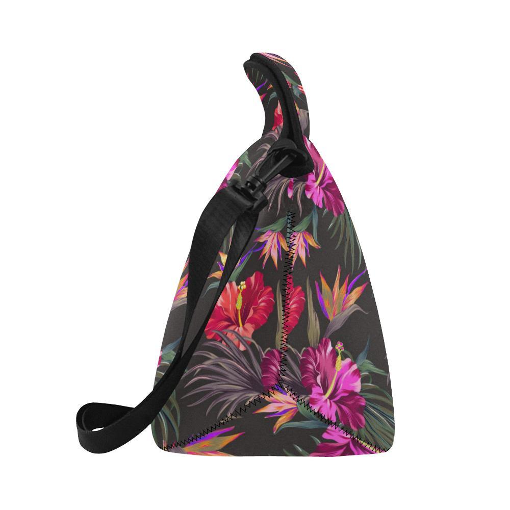 Hibiscus Pattern Print Design HB014 Neoprene Lunch Bag-JorJune