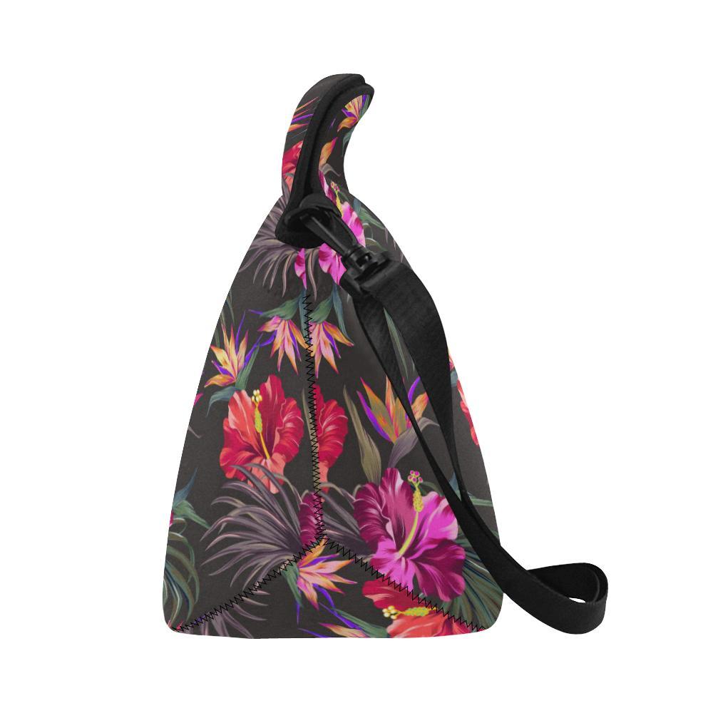 Hibiscus Pattern Print Design HB014 Neoprene Lunch Bag-JorJune