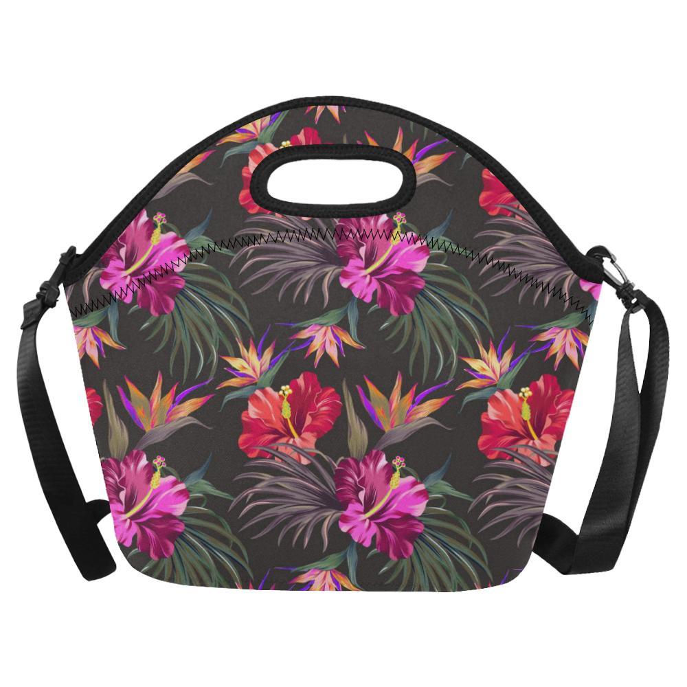 Hibiscus Pattern Print Design HB014 Neoprene Lunch Bag-JorJune