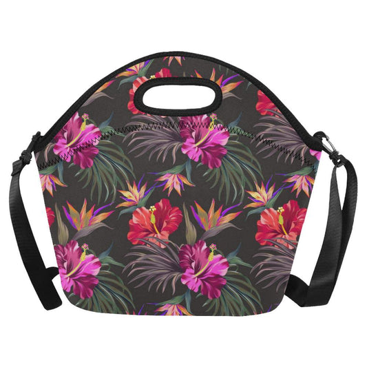 Hibiscus Pattern Print Design HB014 Neoprene Lunch Bag-JorJune