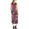 Hibiscus Pattern Print Design HB014 Sleeveless Open Fork Long Dress