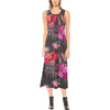 Hibiscus Pattern Print Design HB014 Sleeveless Open Fork Long Dress