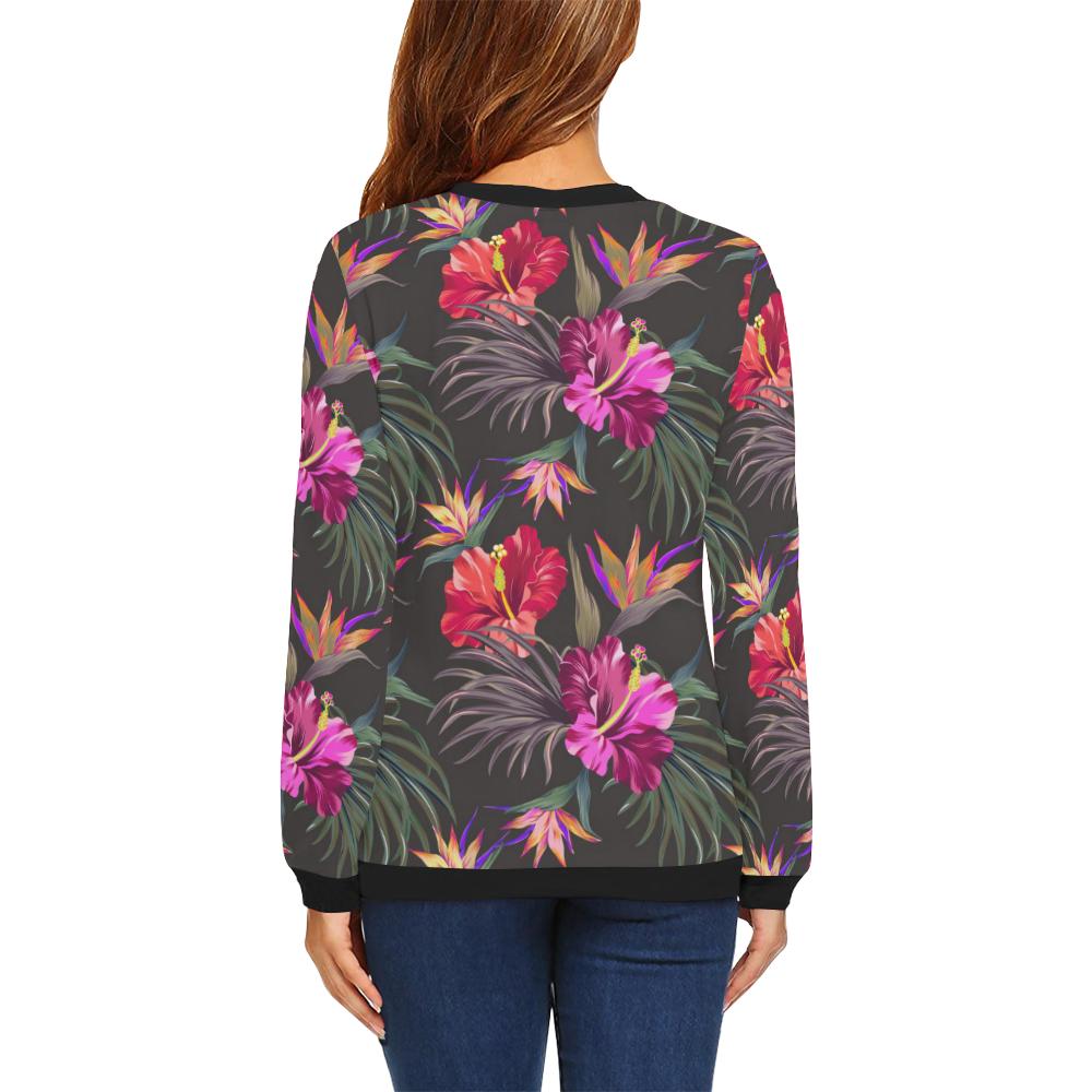 Hibiscus Pattern Print Design HB014 Women Long Sleeve Sweatshirt-JorJune