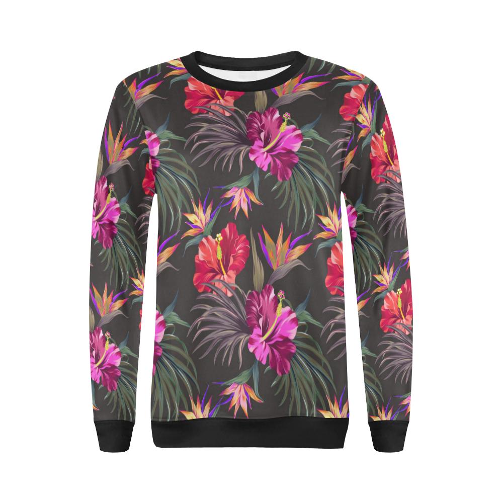 Hibiscus Pattern Print Design HB014 Women Long Sleeve Sweatshirt-JorJune