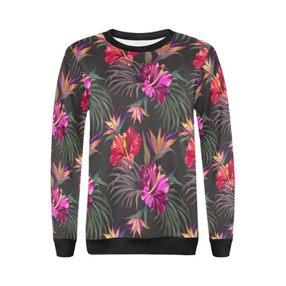 Hibiscus Pattern Print Design HB014 Women Long Sleeve Sweatshirt-JorJune