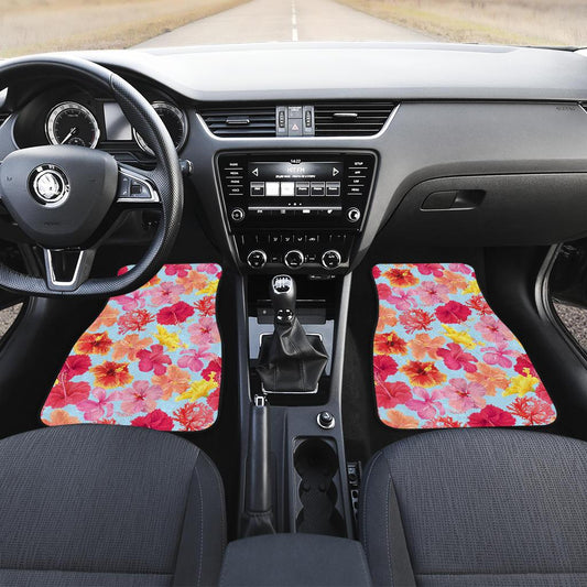 Hibiscus Pattern Print Design HB020 Car Floor Mats-JorJune