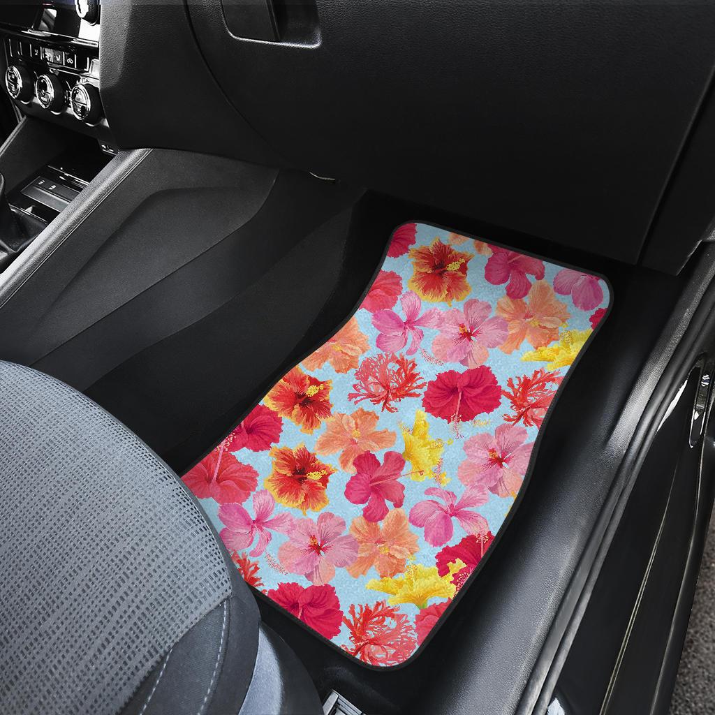Hibiscus Pattern Print Design HB020 Car Floor Mats-JorJune