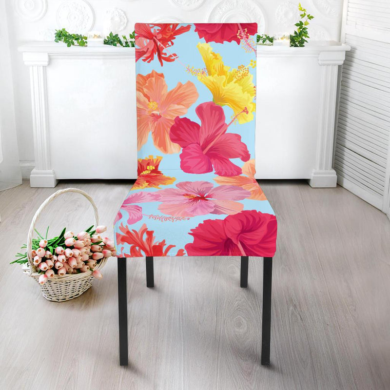 Hibiscus Pattern Print Design HB020 Dining Chair Slipcover-JORJUNE.COM