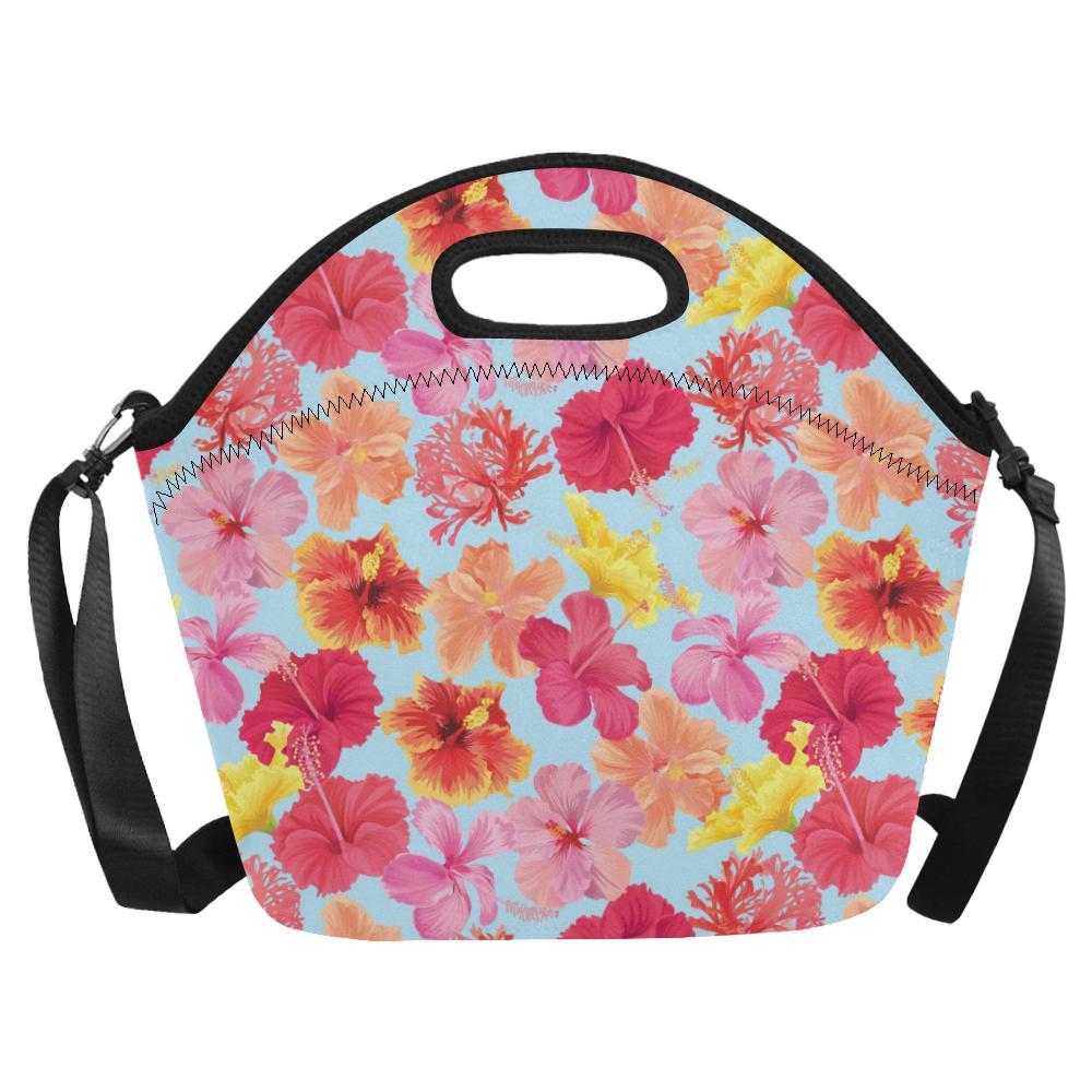 Hibiscus Pattern Print Design HB020 Neoprene Lunch Bag-JorJune
