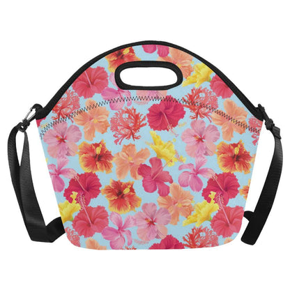 Hibiscus Pattern Print Design HB020 Neoprene Lunch Bag-JorJune