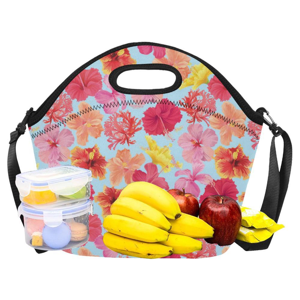Hibiscus Pattern Print Design HB020 Neoprene Lunch Bag-JorJune