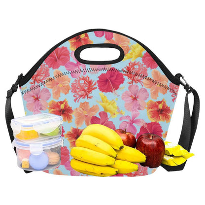 Hibiscus Pattern Print Design HB020 Neoprene Lunch Bag-JorJune