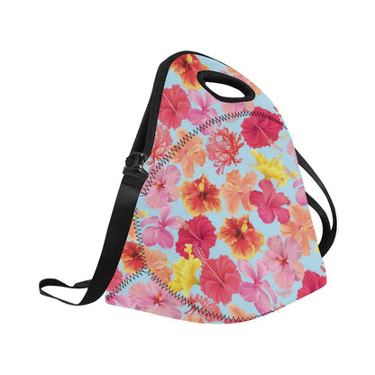 Hibiscus Pattern Print Design HB020 Neoprene Lunch Bag-JorJune
