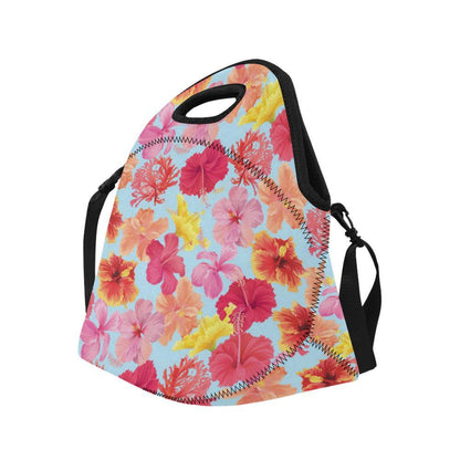 Hibiscus Pattern Print Design HB020 Neoprene Lunch Bag-JorJune