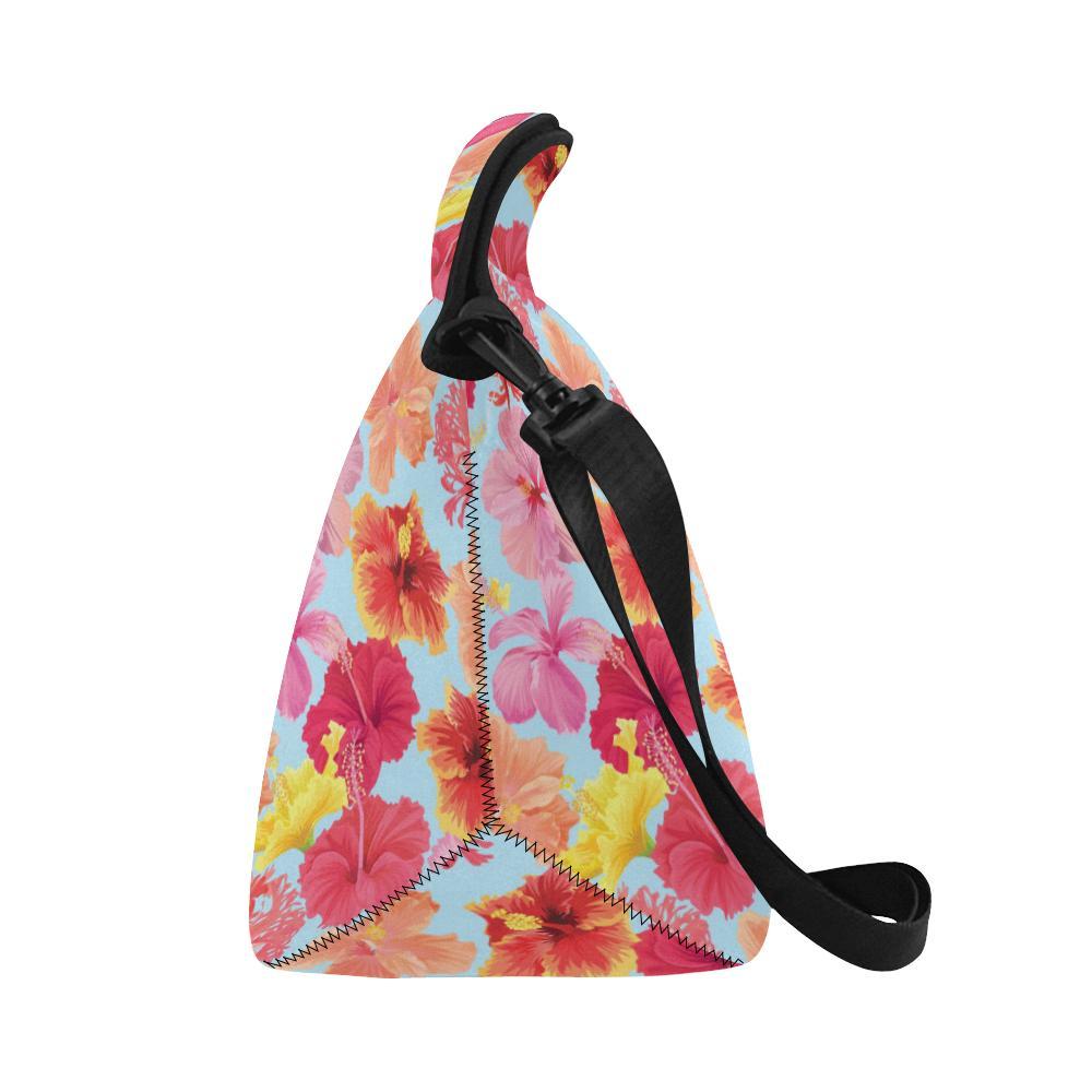 Hibiscus Pattern Print Design HB020 Neoprene Lunch Bag-JorJune