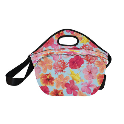 Hibiscus Pattern Print Design HB020 Neoprene Lunch Bag-JorJune