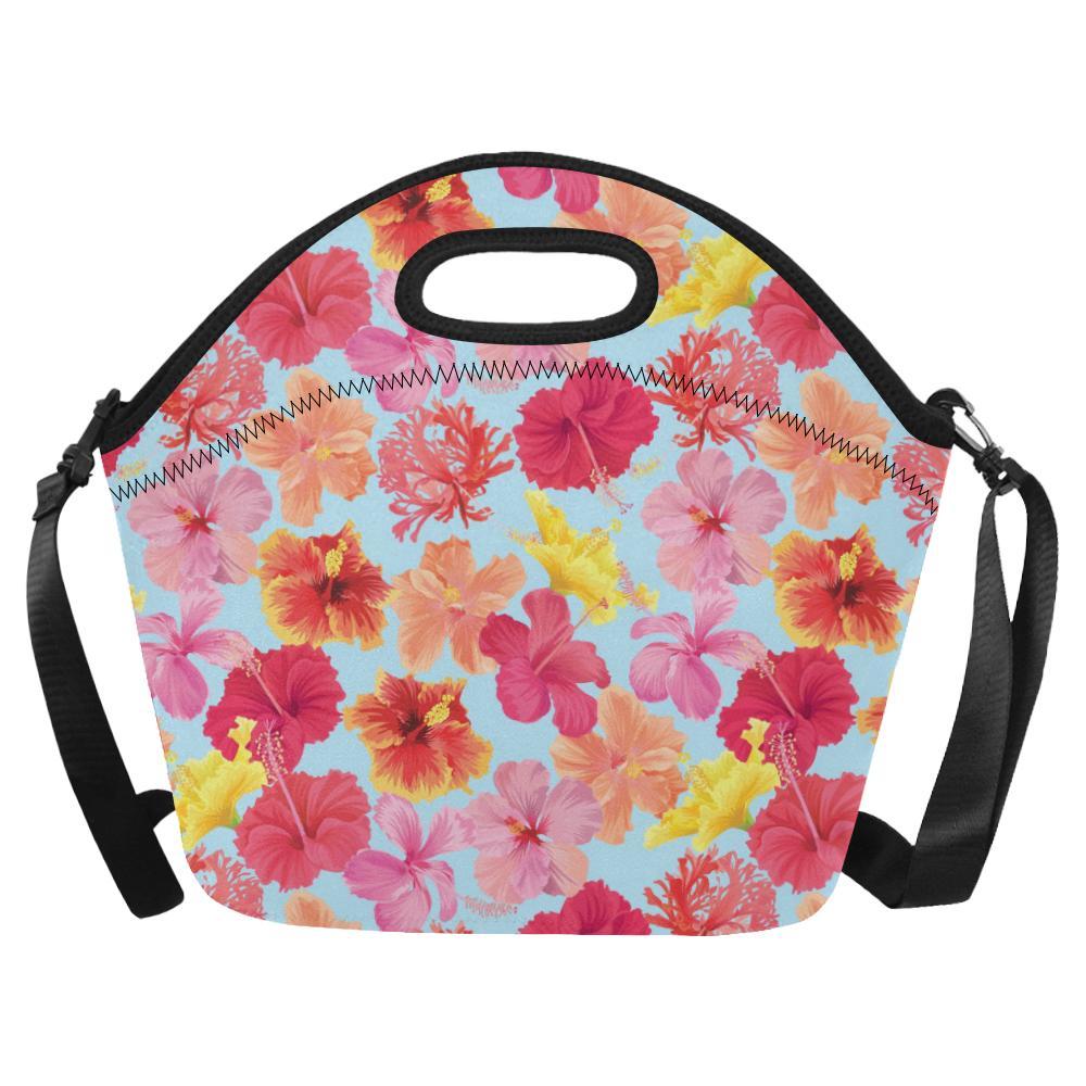 Hibiscus Pattern Print Design HB020 Neoprene Lunch Bag-JorJune