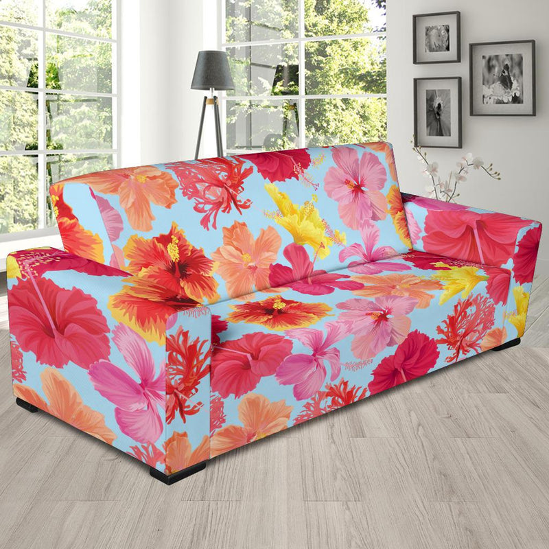 Hibiscus Pattern Print Design HB020 Sofa Slipcover-JORJUNE.COM