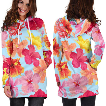 Hibiscus Pattern Print Design HB020 Women Hoodie Dress