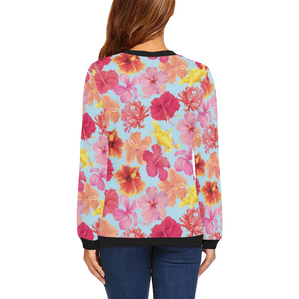 Hibiscus Pattern Print Design HB020 Women Long Sleeve Sweatshirt-JorJune