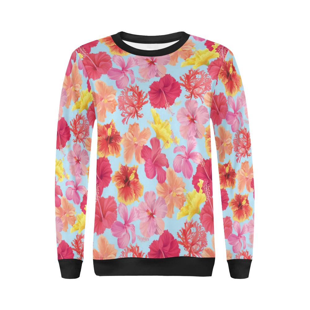 Hibiscus Pattern Print Design HB020 Women Long Sleeve Sweatshirt-JorJune