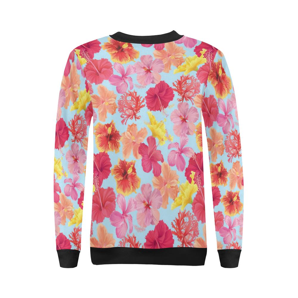 Hibiscus Pattern Print Design HB020 Women Long Sleeve Sweatshirt-JorJune