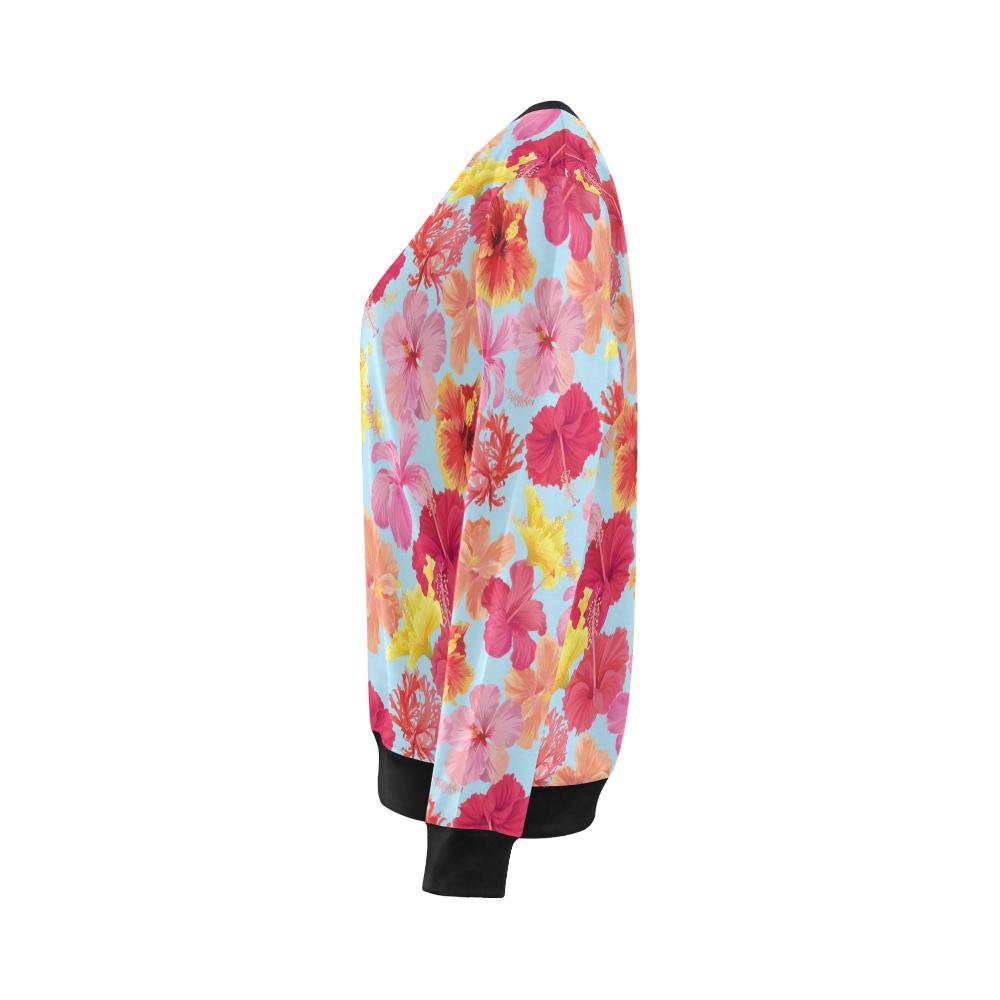 Hibiscus Pattern Print Design HB020 Women Long Sleeve Sweatshirt-JorJune