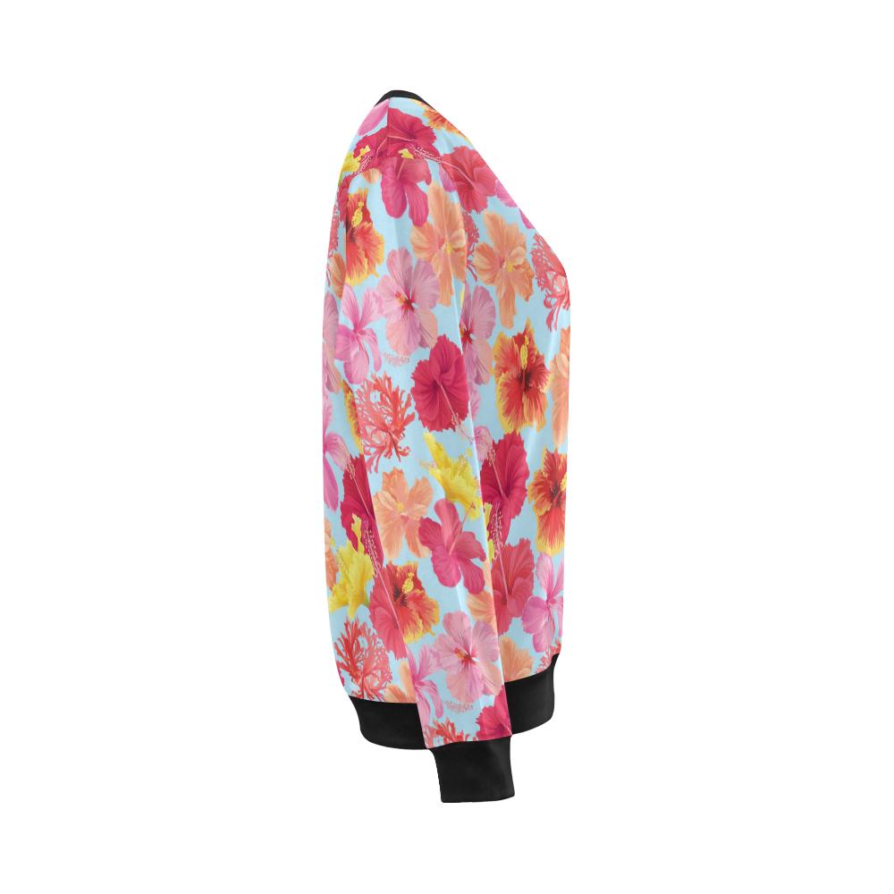 Hibiscus Pattern Print Design HB020 Women Long Sleeve Sweatshirt-JorJune
