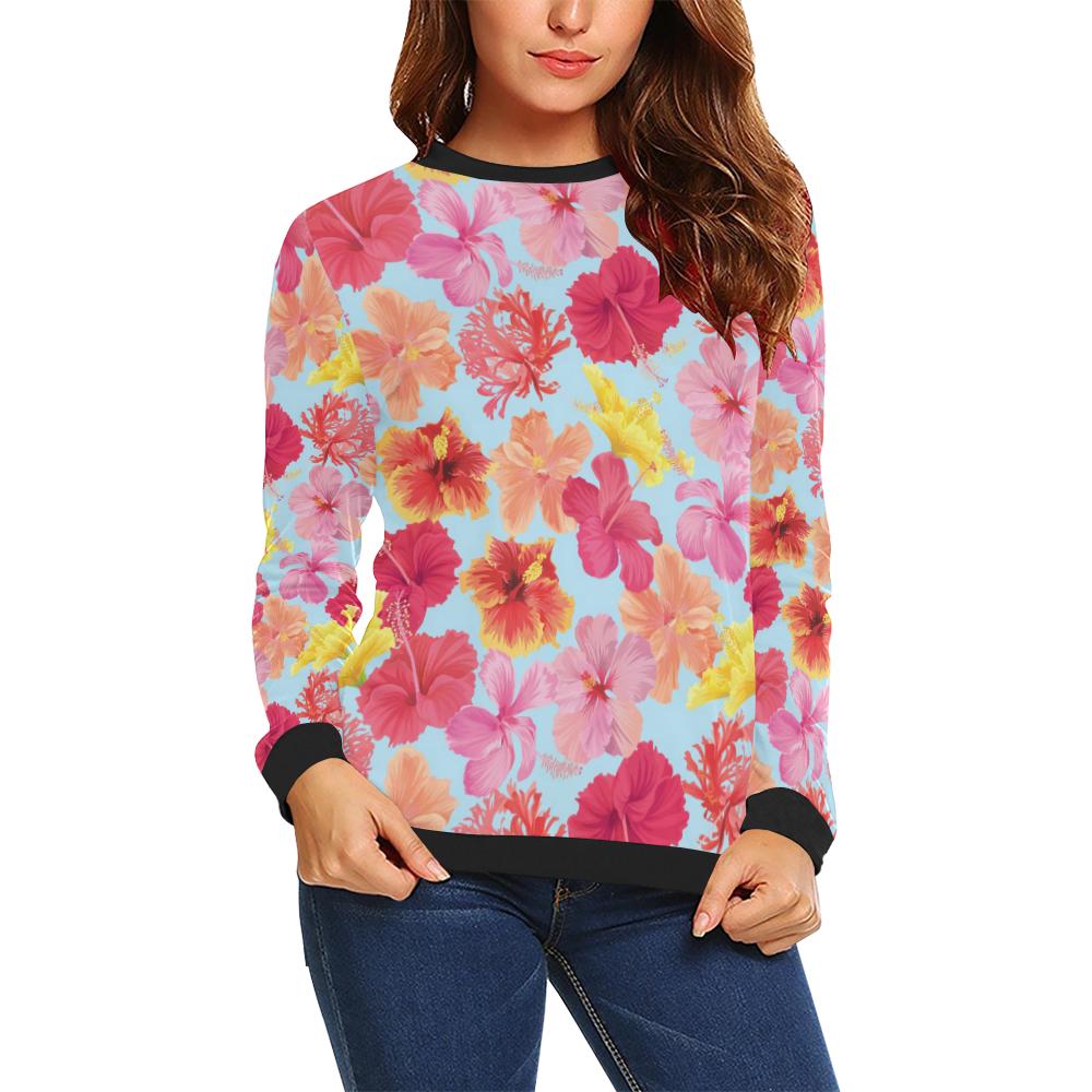 Hibiscus Pattern Print Design HB020 Women Long Sleeve Sweatshirt-JorJune