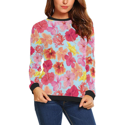 Hibiscus Pattern Print Design HB020 Women Long Sleeve Sweatshirt-JorJune