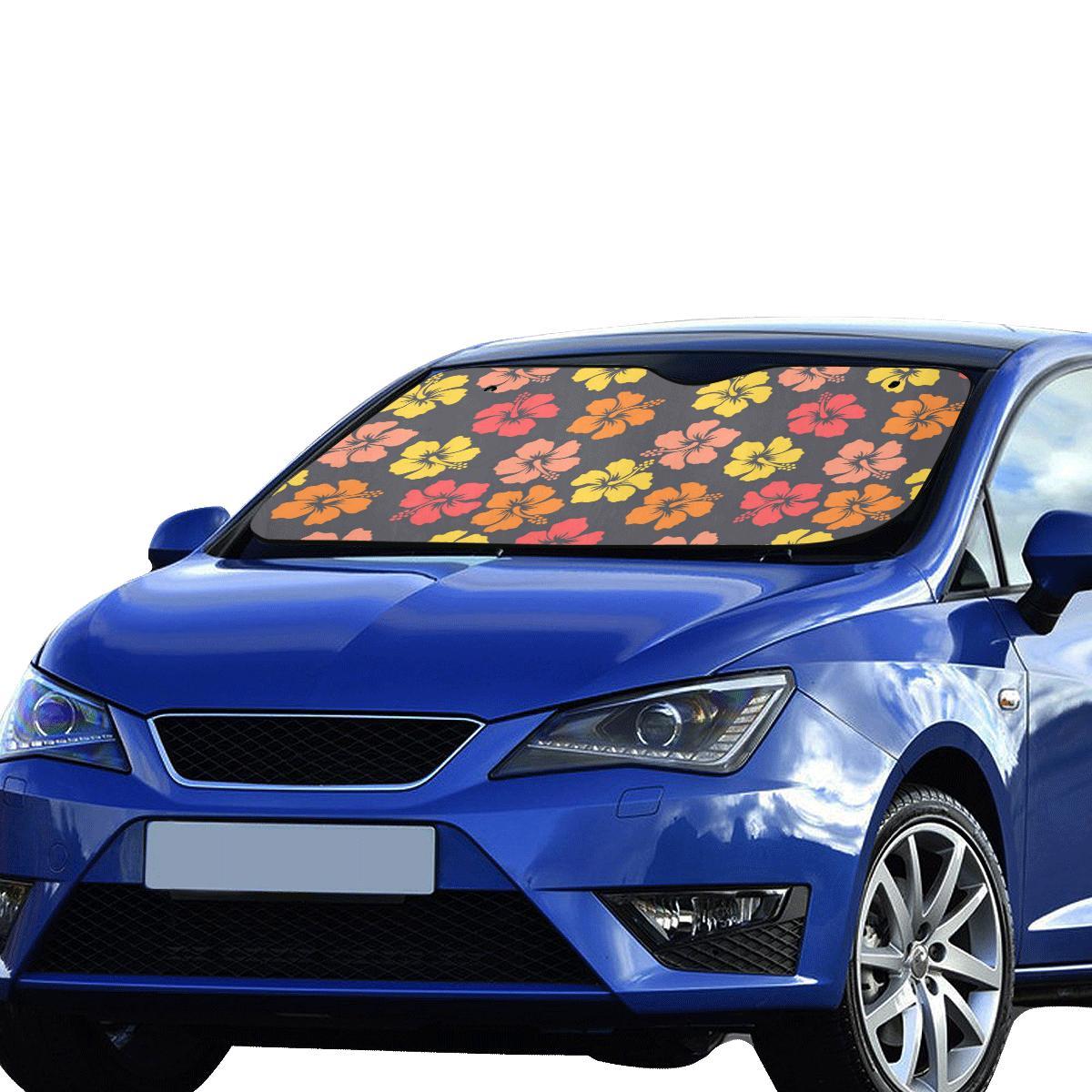 Hibiscus Pattern Print Design HB024 Car Sun Shade-JorJune
