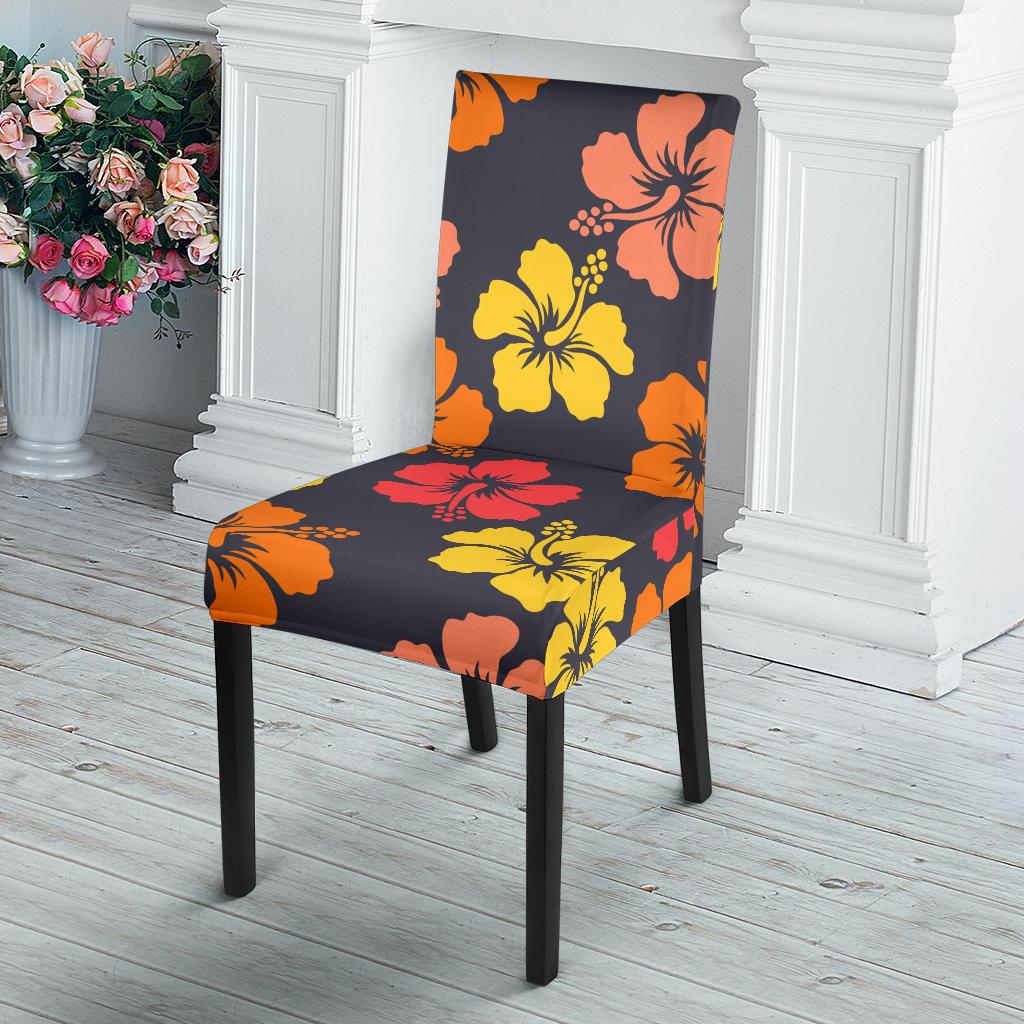Hibiscus Pattern Print Design HB024 Dining Chair Slipcover-JORJUNE.COM
