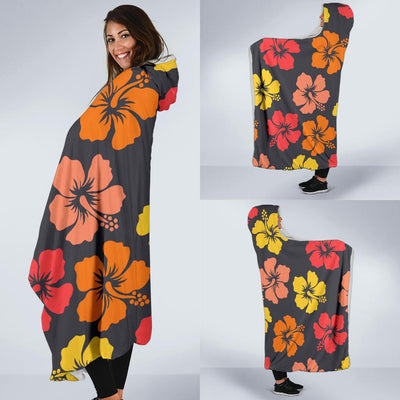 Hibiscus Pattern Print Design HB024 Hooded Blanket-JORJUNE.COM